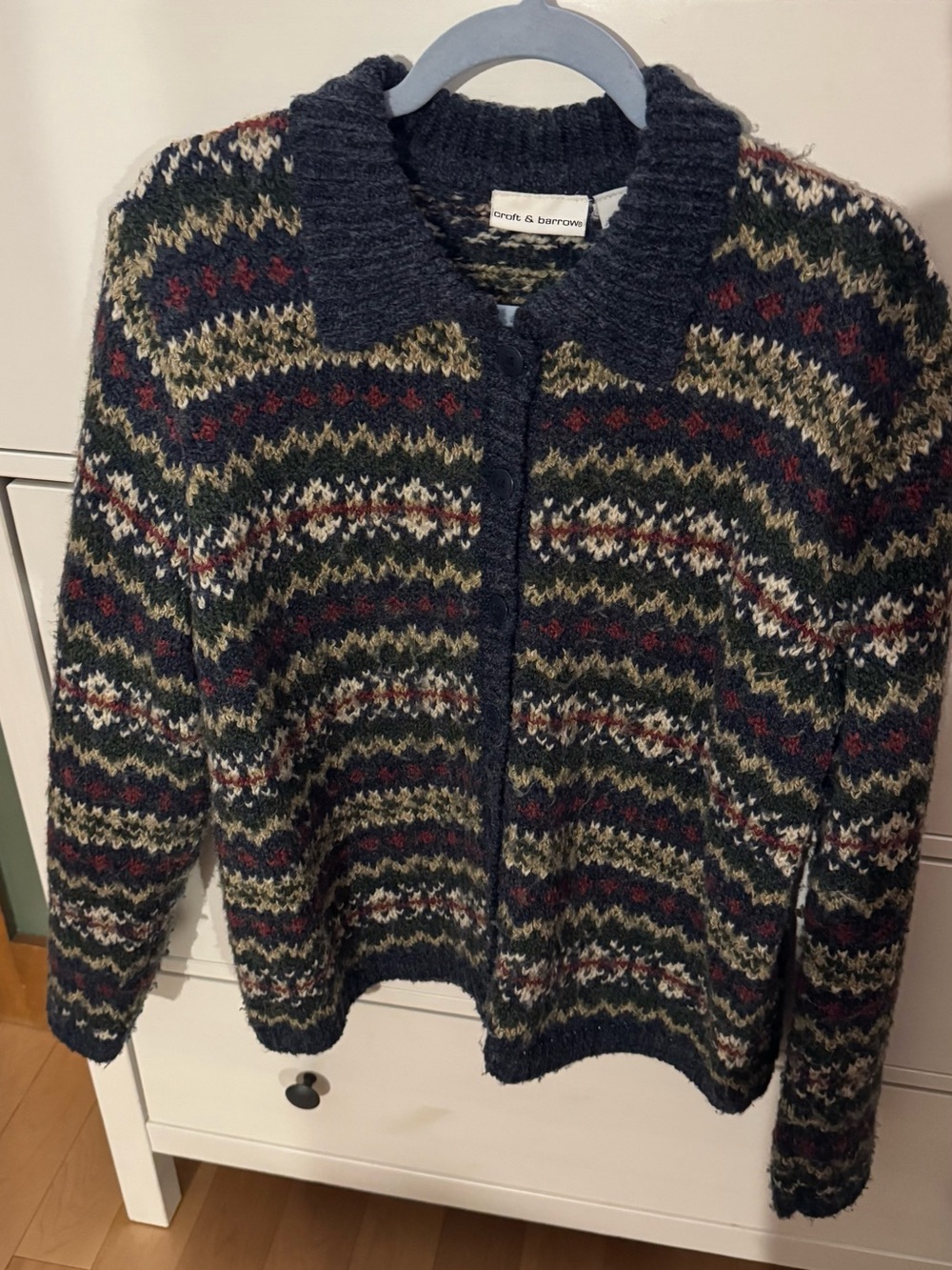 Vintage Navy Fair Isle Button-Up Sweater